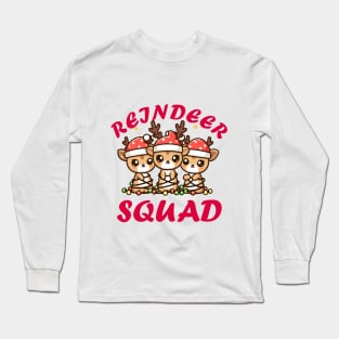 Reindeer Squad - Kawaii Cute Reindeer Christmas Design Long Sleeve T-Shirt